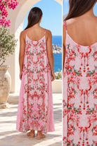 Mirage Rhinestone Detail Maxi Dress Pink by Peacock Feather in floral viscose crepe