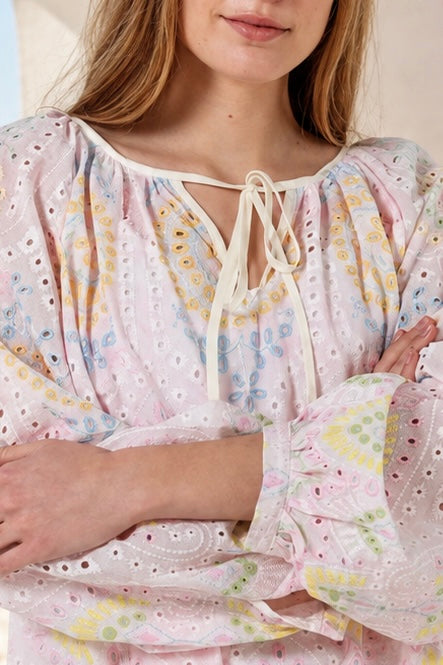  SALTY PALM | MARIBEL COTTON BRODERIE ANGLAISE EYELET BLOUSE | Bohemian Love Runway