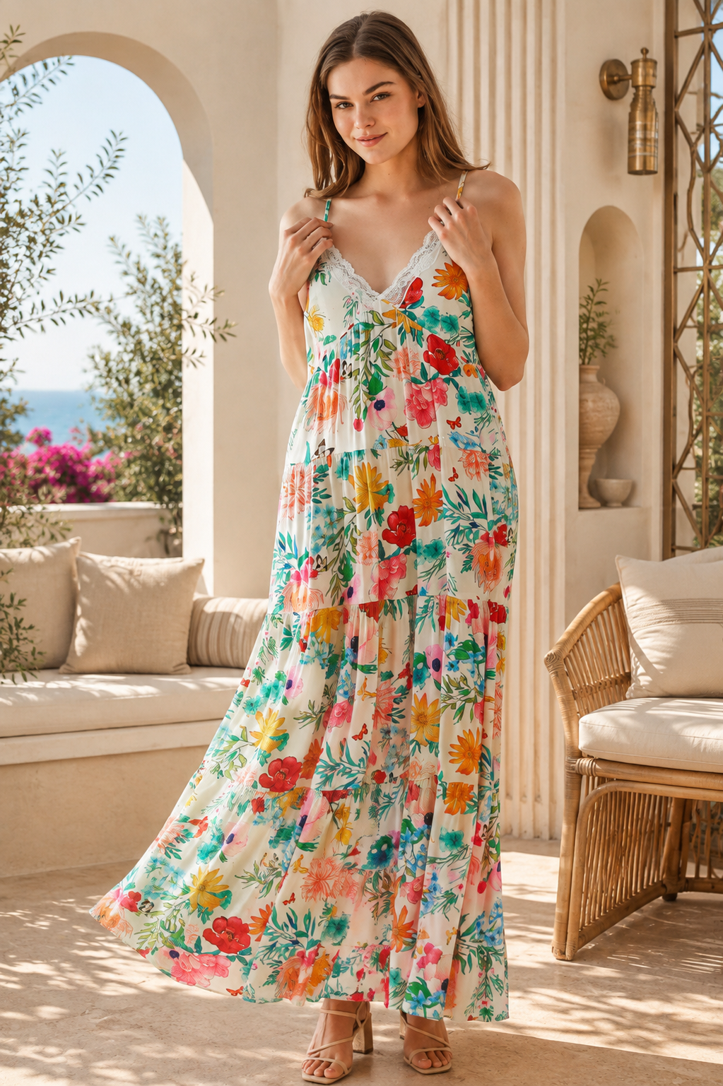  DREAMCATCHER | ARABELLA FLORAL LACE TRIM SLIP DRESS RAYON | Bohemian Love Runway