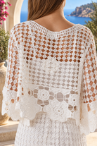 Sienna white crochet two-piece set by Willow the Label with floral crochet top and matching maxi skirt