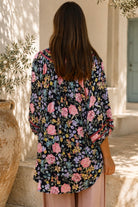 Primrose navy floral boho blouse in 100% rayon by Charlotte The Label | Bohemian Love Runway