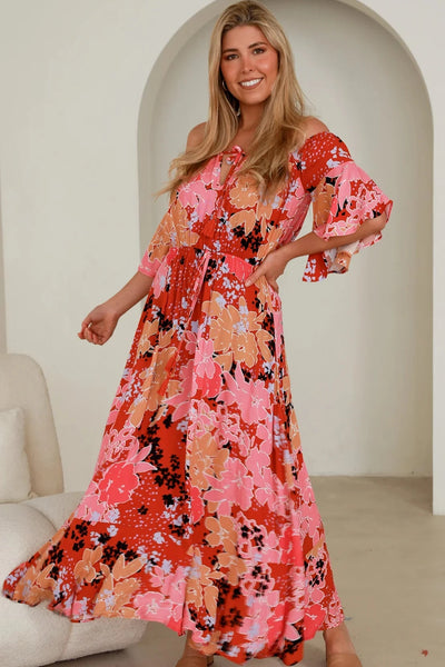 AVA & MIA | SABBA OFF THE SHOULDER MAXI DRESS | Bohemian Love Runway