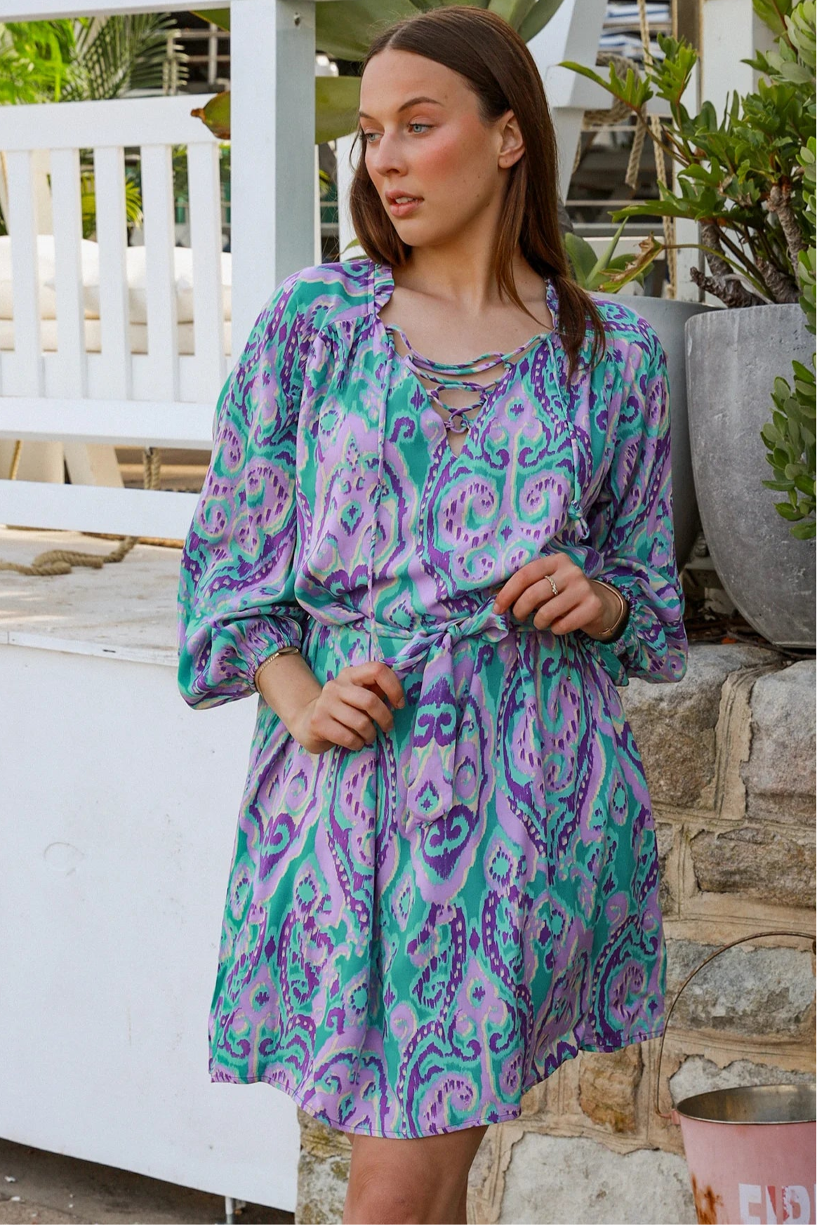  AVA & MIA | MONTEGO SMOCK MINI DRESS RAYON | Bohemian Love Runway