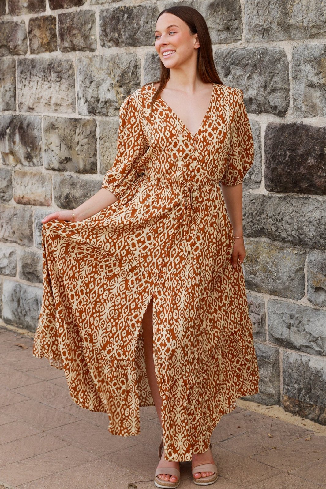  AVA & MIA | KATE HALF SLEEVE MAXI DRESS | Bohemian Love Runway