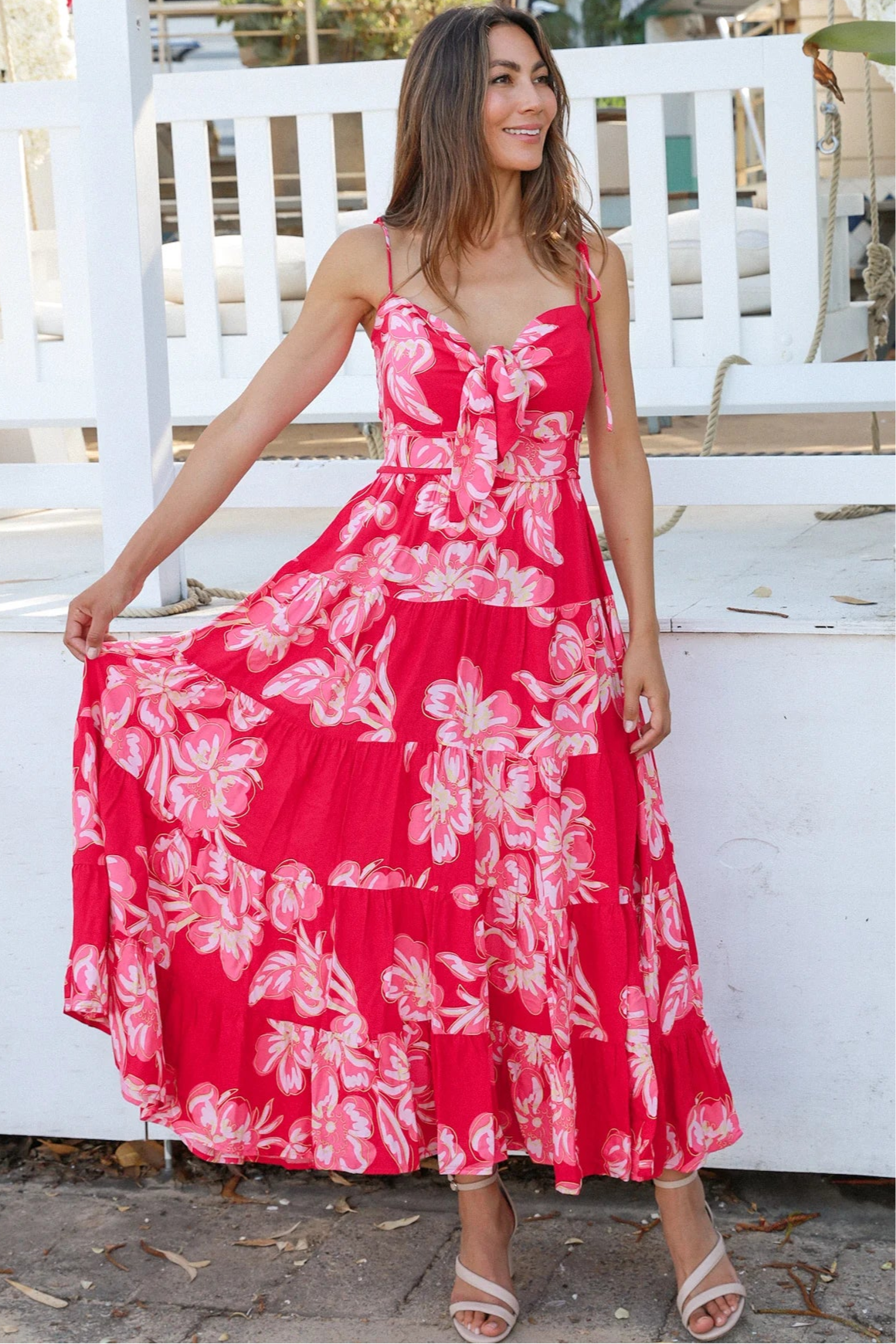  AVA & MIA | VALENTINE FRONT TIE MAXI DRESS | Bohemian Love Runway