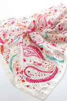 Camille Floral Paisley Bandana Scarf worn as a floral head scarf and bandeau top in blush pink paisley print