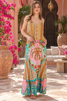 Amara floral boho maxi skirt with drawstring waist and tassel ties by dreamcatcher | Bohemian Love Runway 
