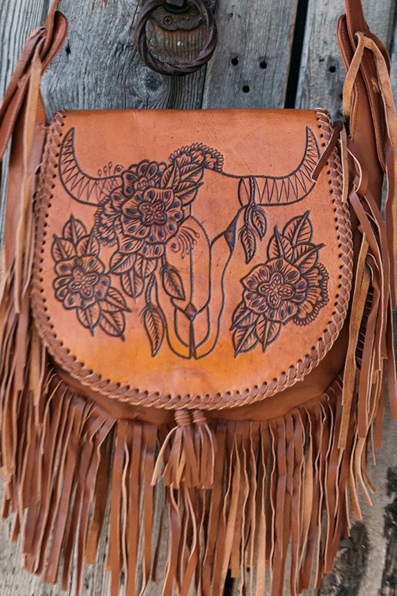  SHOE SHU | BUFFALO + FRINGE SADDLE BAG VINTAGE TAN | Bohemian Love Runway