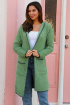  AVAMIA | LOLA FLUFFY HOODED KNIT CARDIGAN MOSS | Bohemian Love Runway