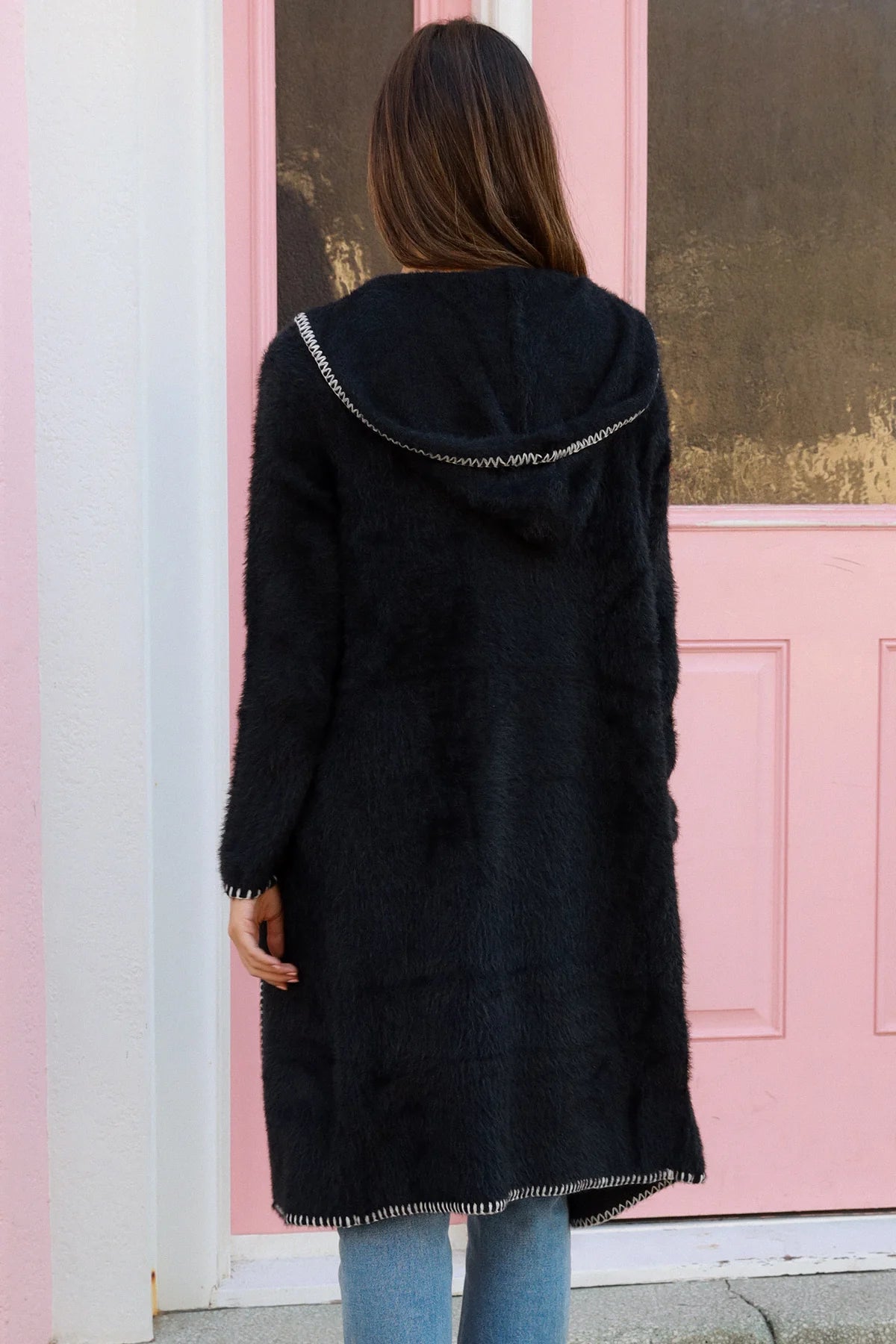  AVAMIA | LOLA FLUFFY HOODED KNIT CARDIGAN BLACK | Bohemian Love Runway