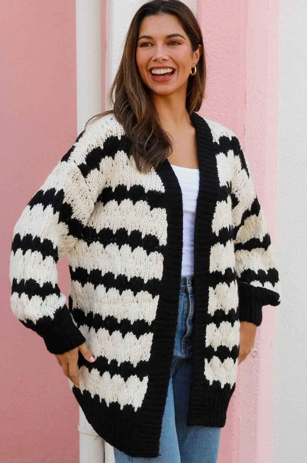  CHARLOTTE THE LABEL | PENNY KNIT CARDIGAN PINK BLACK | Bohemian Love Runway