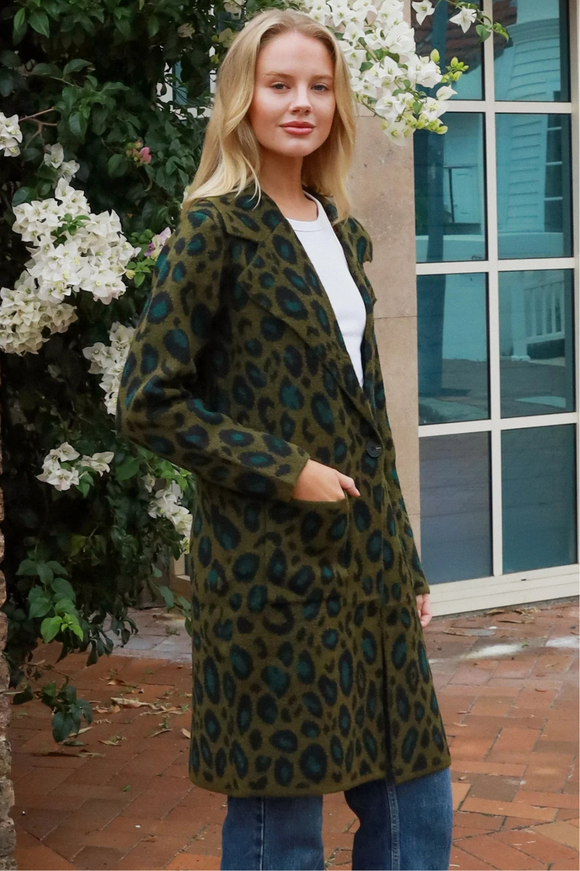  CHARLOTTE THE LABEL | SABA ANIMAL PRINT LONGLINE POCKET CARDIGAN JACKET | Bohemian Love Runway