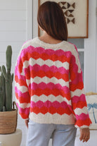 Harper Cardigan Fuchsia by Charlotte the Label brushed striped wool blend knit