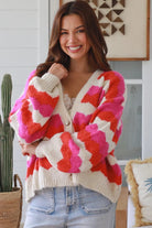 Harper Cardigan Fuchsia by Charlotte the Label brushed striped wool blend knit