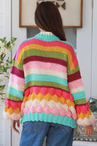 Rainbow stripe chunky knit cardigan in pastel tones relaxed boho winter knit Charlotte the Label