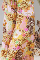 Vera Pant in rayon with patchwork animal and floral print, wide-leg boho pants with elastic waist, Australia