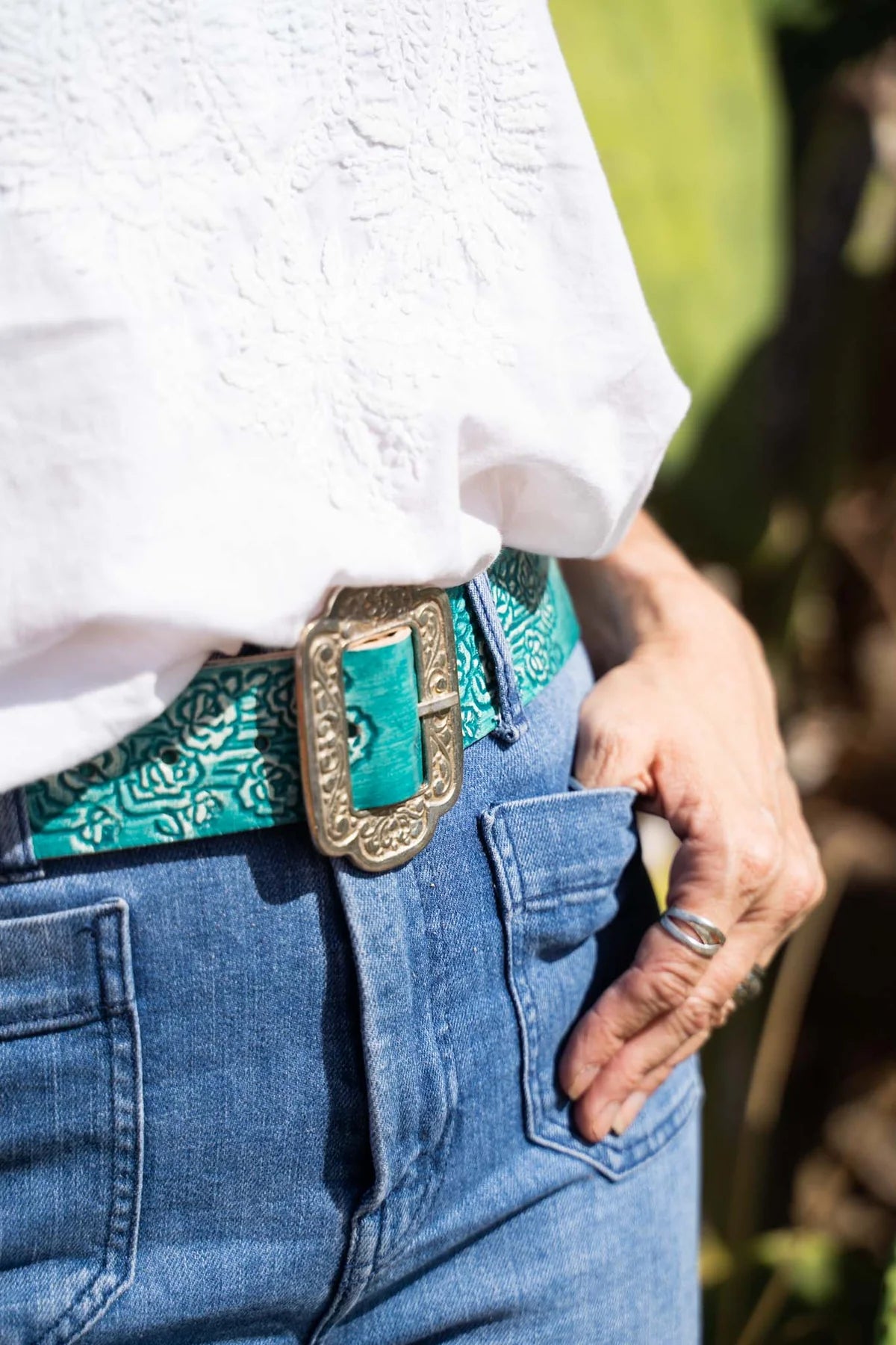  HOUSE OF SKYE | DESERT ROSE LEATHER BELT TURQUOISE | Bohemian Love Runway