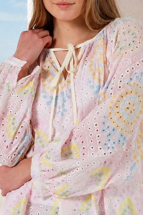  SALTY PALM | MARIBEL COTTON BRODERIE ANGLAISE EYELET BLOUSE | Bohemian Love Runway