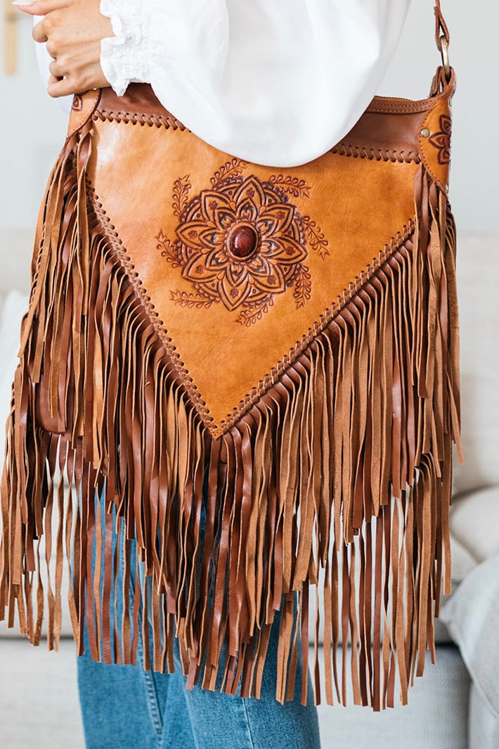  SHOE SHU | HARMONY FRINGE BAG VINTAGE TAN | Bohemian Love Runway