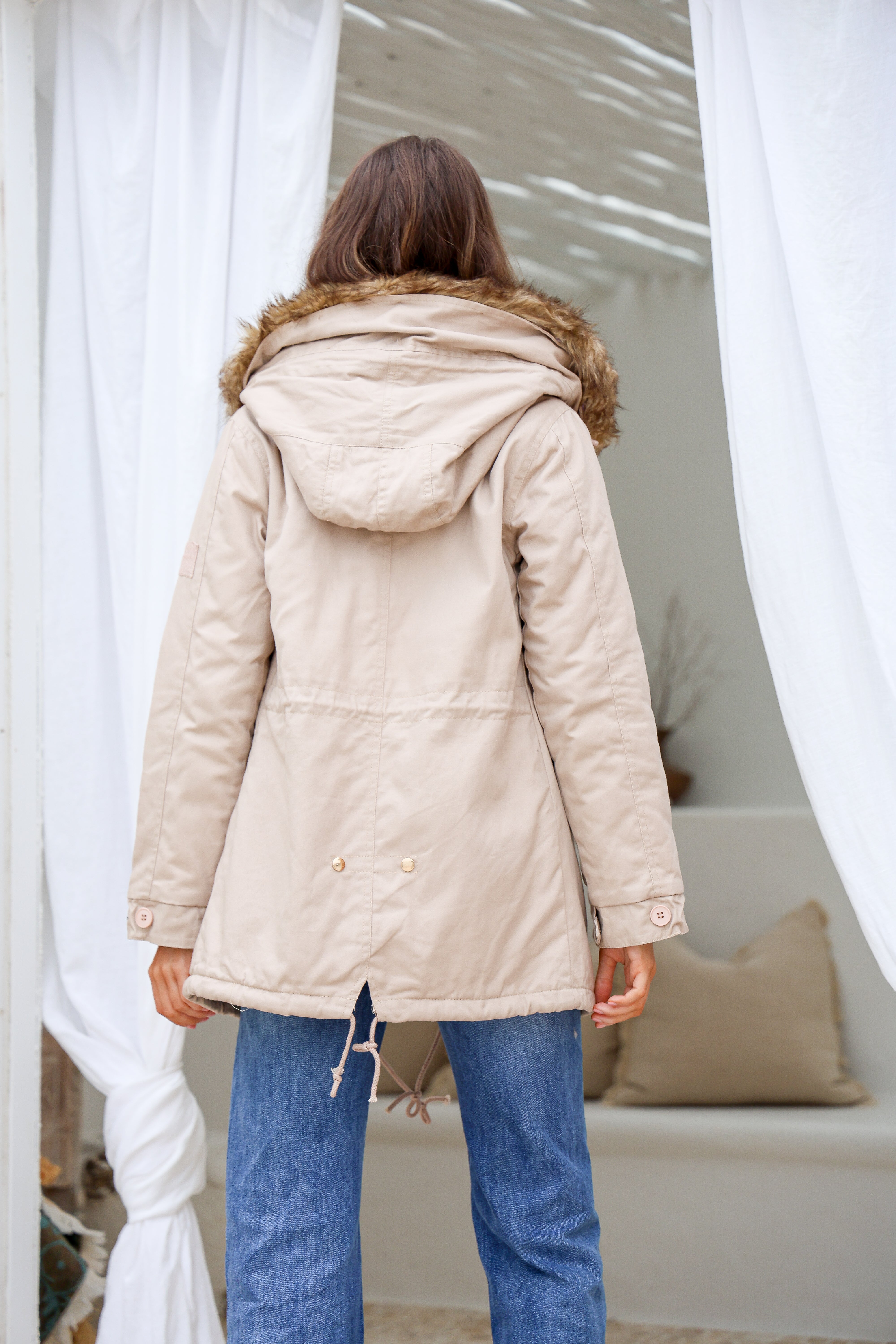  MISS MARLOW | MAYE FUR TRIM ANORAK LATTE | Bohemian Love Runway