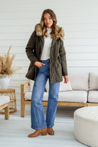  MISS MARLOW | MAYE FUR TRIM ANORAK KHAKI | Bohemian Love Runway