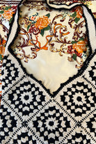 Handmade black and cream hand-stitched square crochet market bag - Moonflower Crochet Market Bag by Bohemian Love Runway.