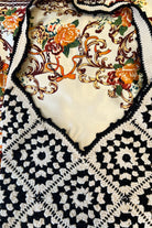 Handmade black and cream hand-stitched square crochet market bag - Moonflower Crochet Market Bag by Bohemian Love Runway.