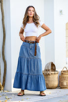  COUNTRY DENIM | CHLOE DENIM TIER MAXI SKIRT | Bohemian Love Runway