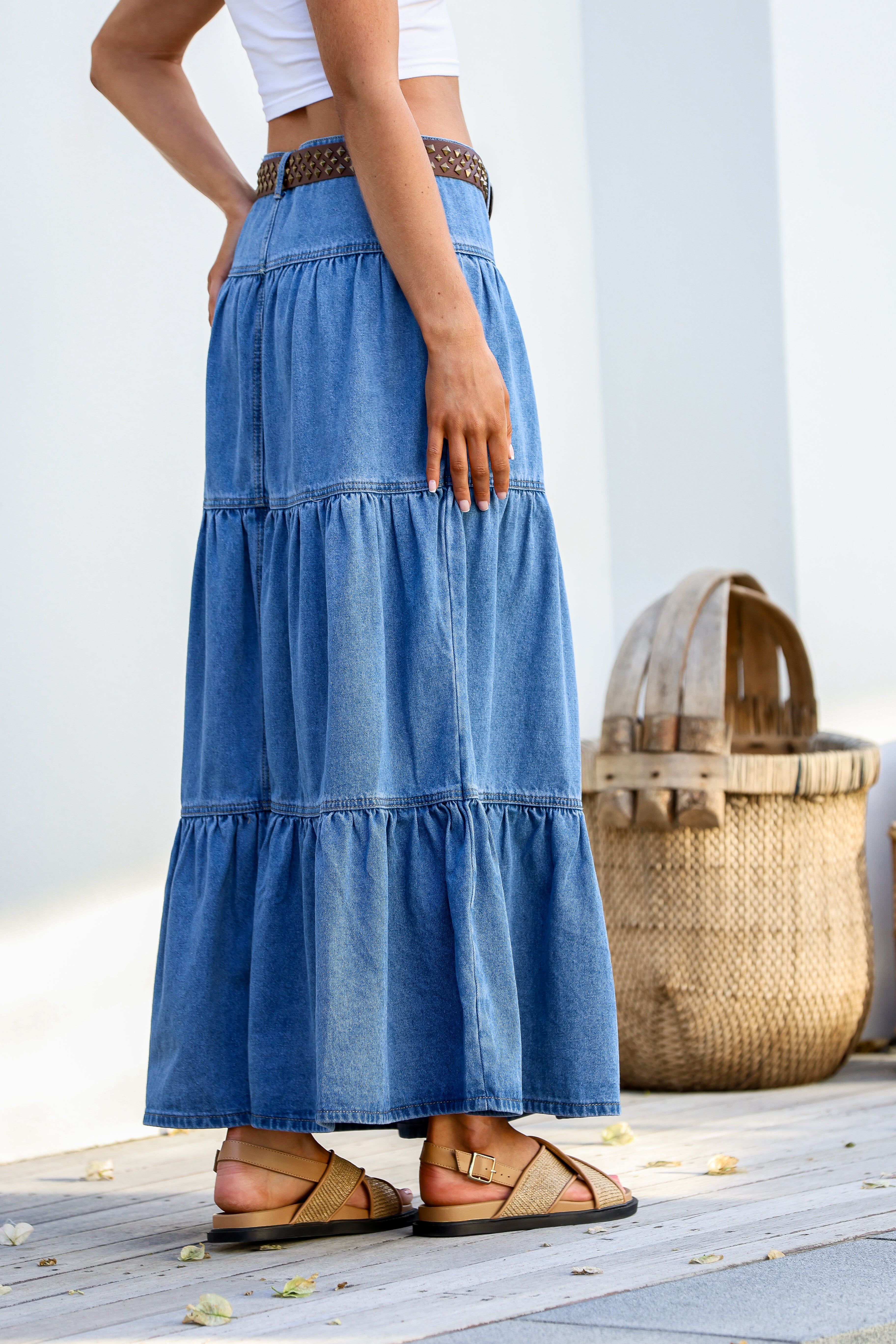  COUNTRY DENIM | CHLOE DENIM TIER MAXI SKIRT | Bohemian Love Runway