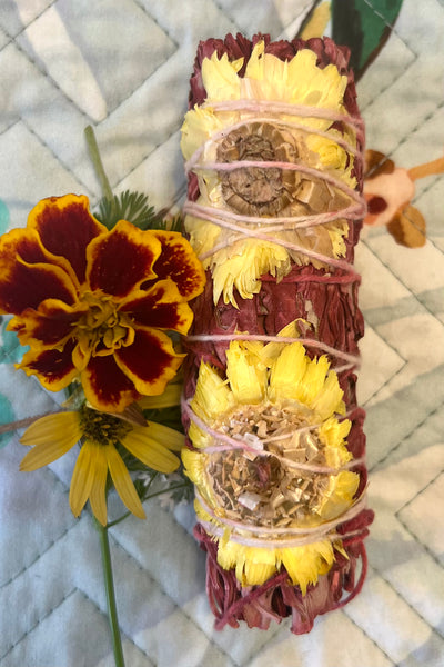 BOHEMIAN LOVE RUNWAY | CALIFORNIA WHITE SAGE SUNFLOWER SMUDGE STICK | Bohemian Love Runway