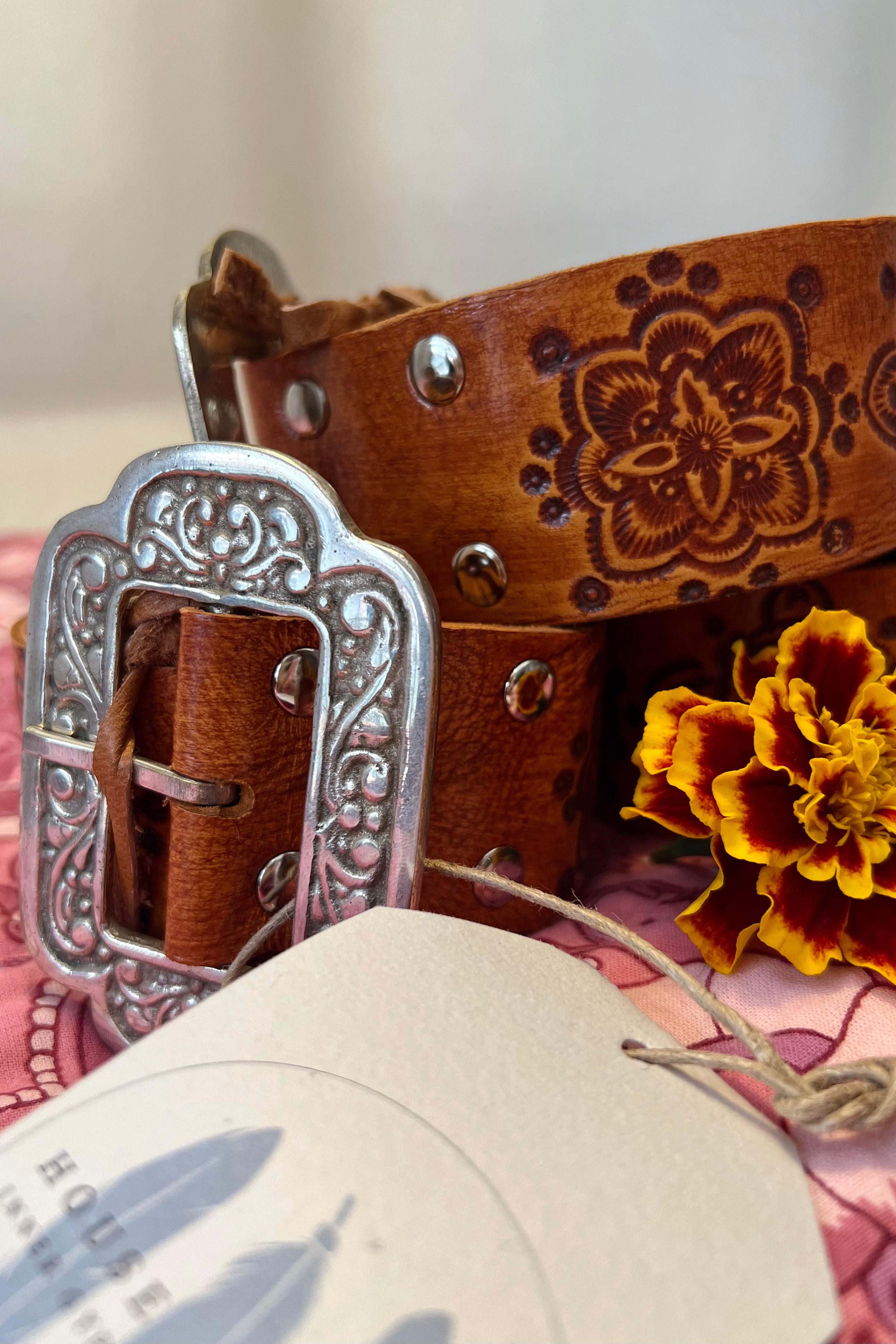  HOUSE OF SKYE | MANDALA LEATHER BELT TAN | Bohemian Love Runway