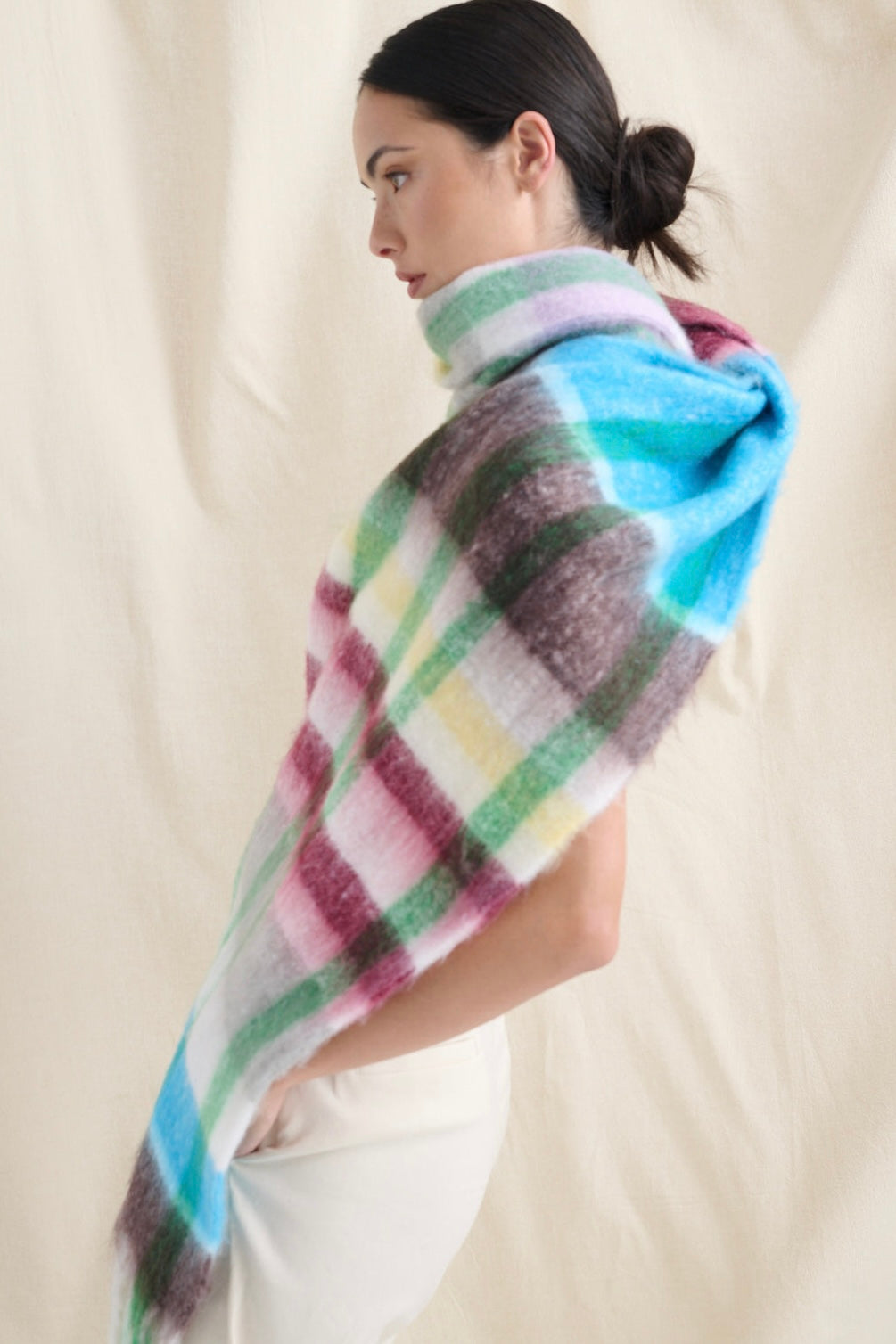  ANGELS WHISPER | DENISE MULTI PLAID FLUFFY SCARF | Bohemian Love Runway