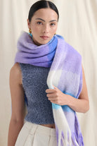  ANGELS WHISPER | BETTY PURPLE CHECK FLUFFY SCARF | Bohemian Love Runway