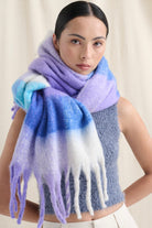  ANGELS WHISPER | BETTY PURPLE CHECK FLUFFY SCARF | Bohemian Love Runway