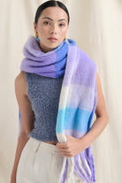  ANGELS WHISPER | BETTY PURPLE CHECK FLUFFY SCARF | Bohemian Love Runway