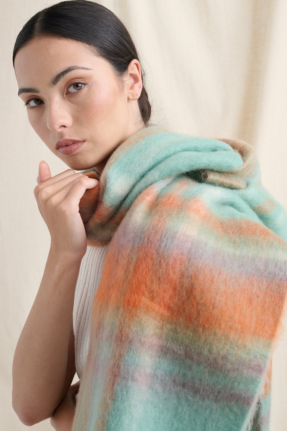  ANGELS WHISPER | SAMANTHA PASTEL PLAID FLUFFY SCARF | Bohemian Love Runway