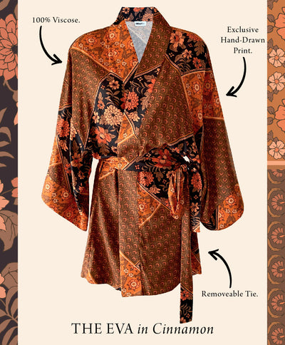 INTO THE SUNSET | THE EVA SHORT KIMONO IN CINNAMON | Bohemian Love Runway