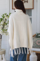 Sierra Cream Roll Neck Knit Poncho | Women's Boho Knitwear Australia