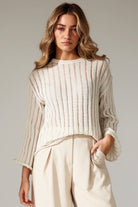  PINK DIAMOND | OPEN WEAVE BELL SLEEVE KNIT BEIGE | Bohemian Love Runway