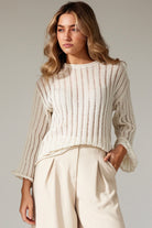  PINK DIAMOND | OPEN WEAVE BELL SLEEVE KNIT BEIGE | Bohemian Love Runway