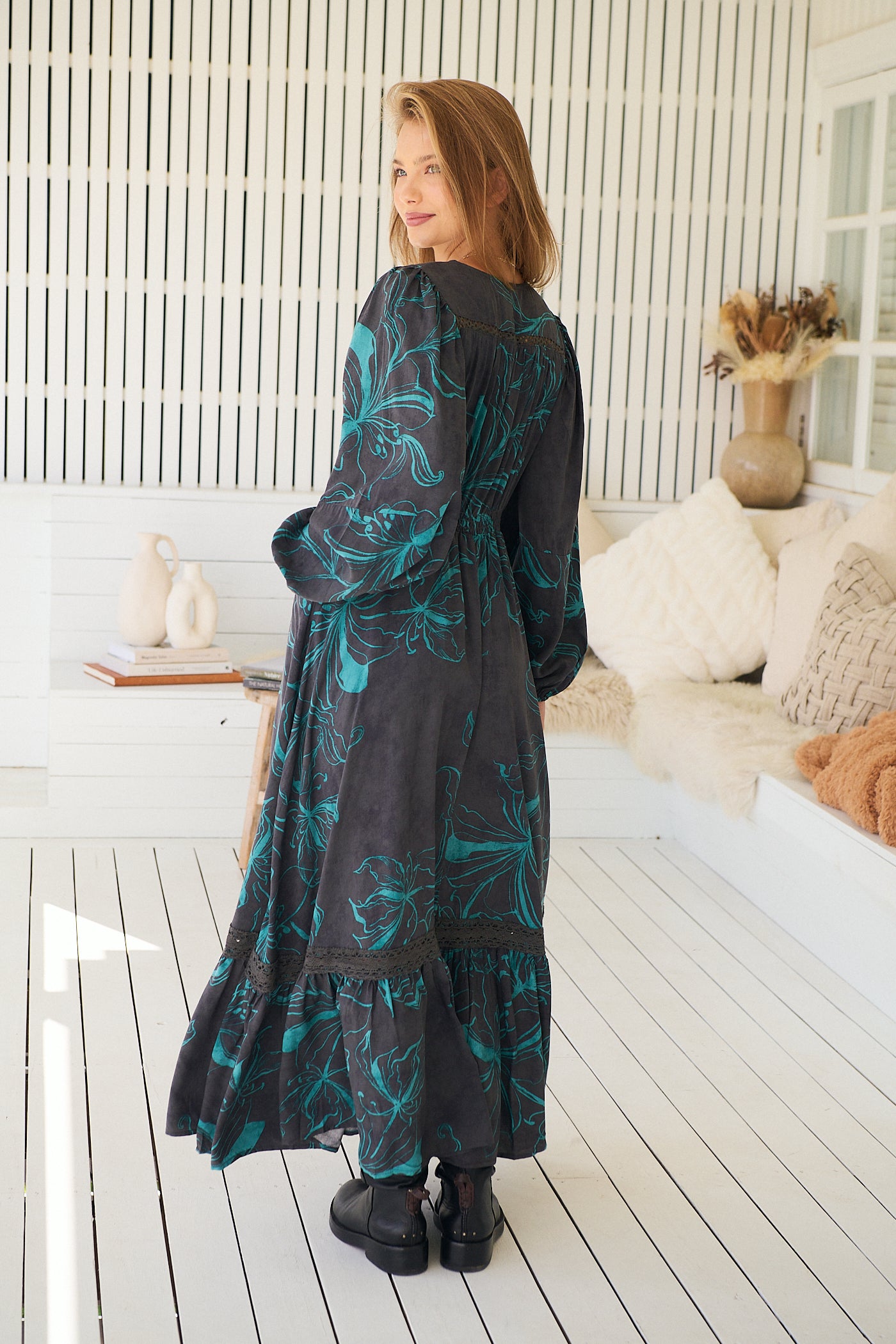  JAASE | MIDNIGHT LILLY LONG SLEEVE CARMEN MAXI DRESS | Bohemian Love Runway