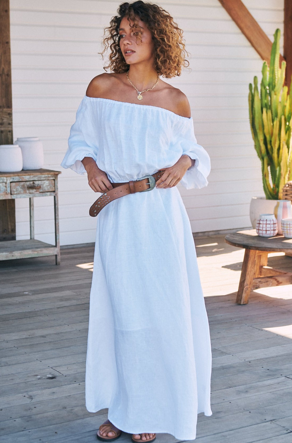  JAASE | HALLIE LINEN MAXI DRESS WHITE | Bohemian Love Runway