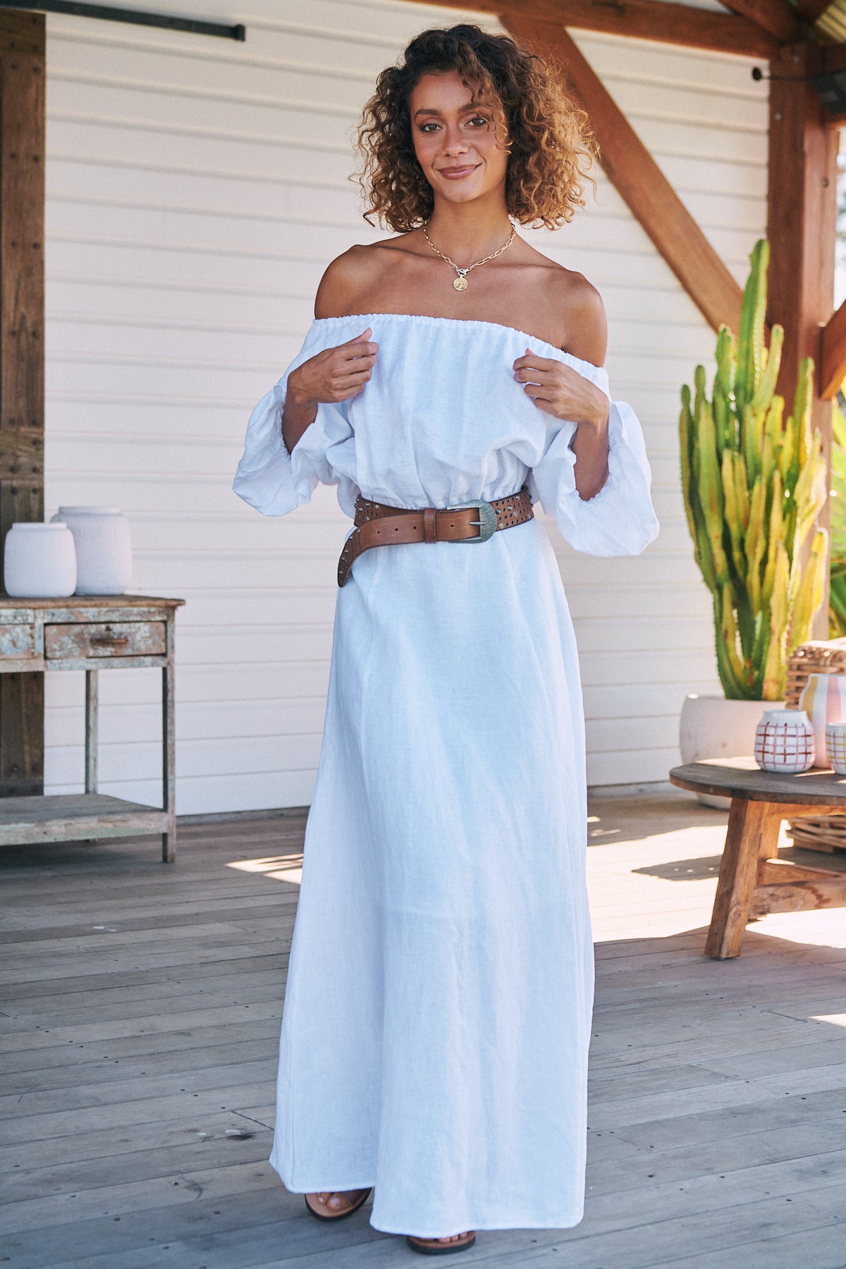  JAASE | HALLIE LINEN MAXI DRESS WHITE | Bohemian Love Runway