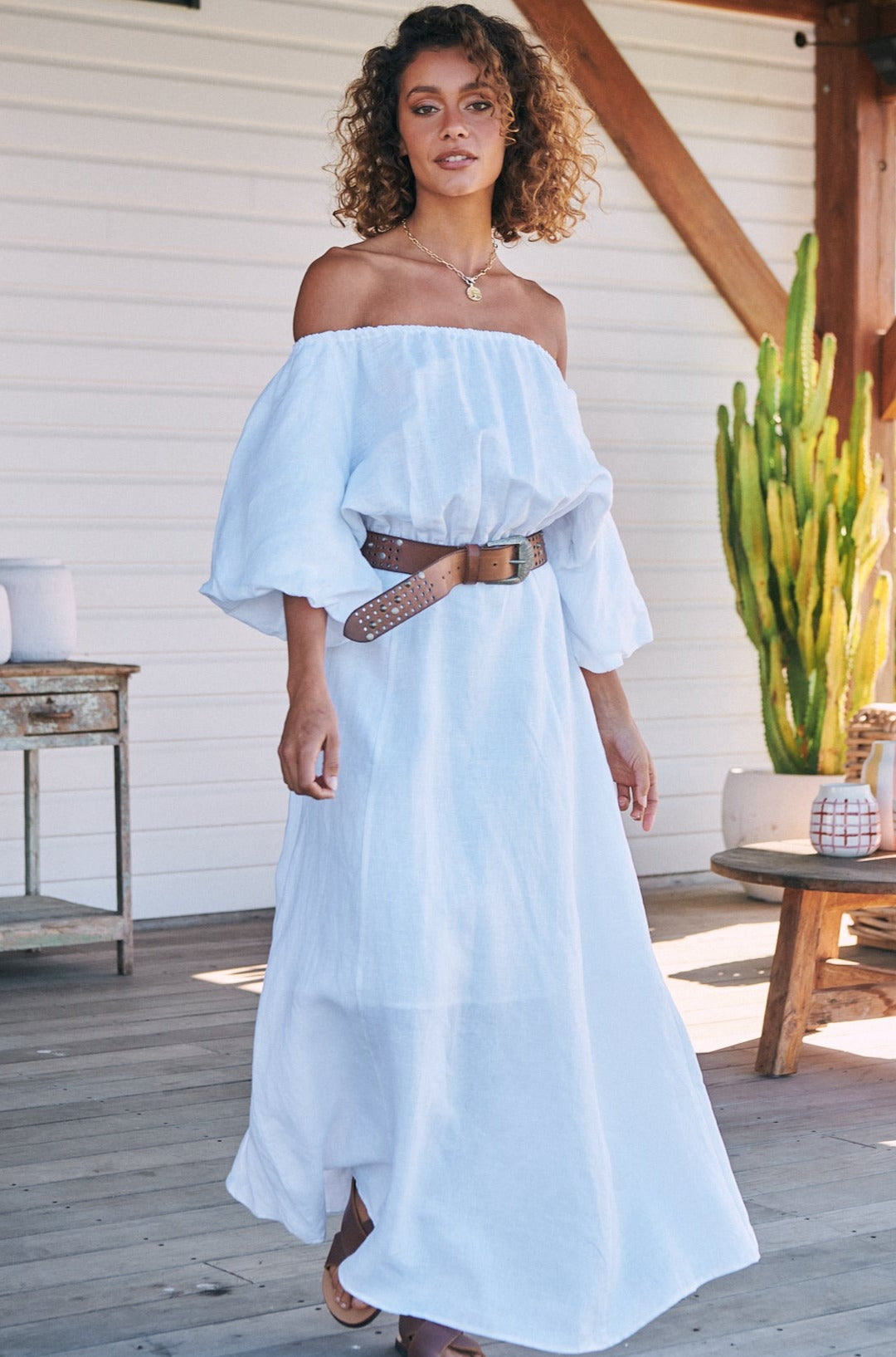  JAASE | HALLIE LINEN MAXI DRESS WHITE | Bohemian Love Runway