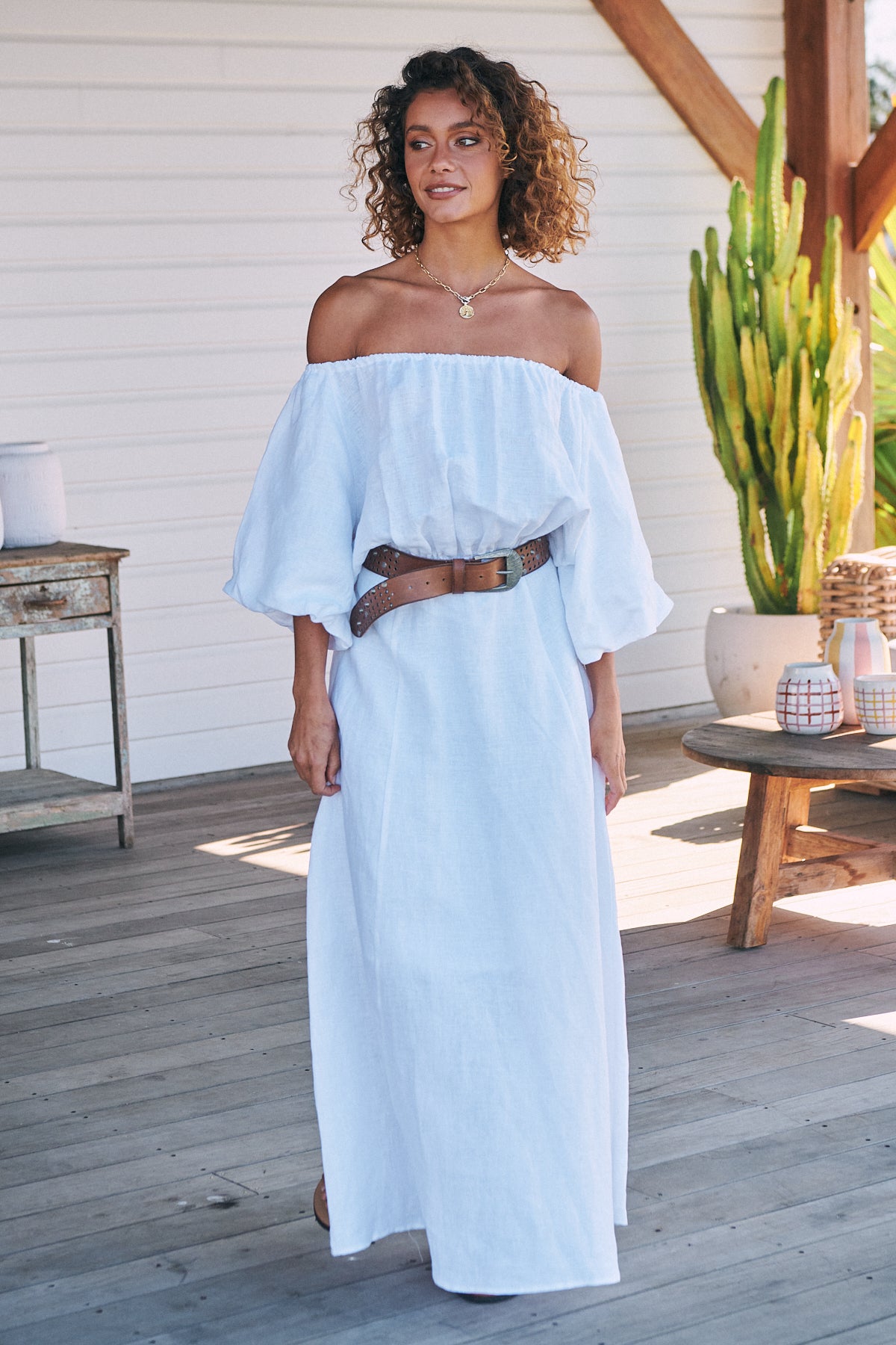  JAASE | HALLIE LINEN MAXI DRESS WHITE | Bohemian Love Runway