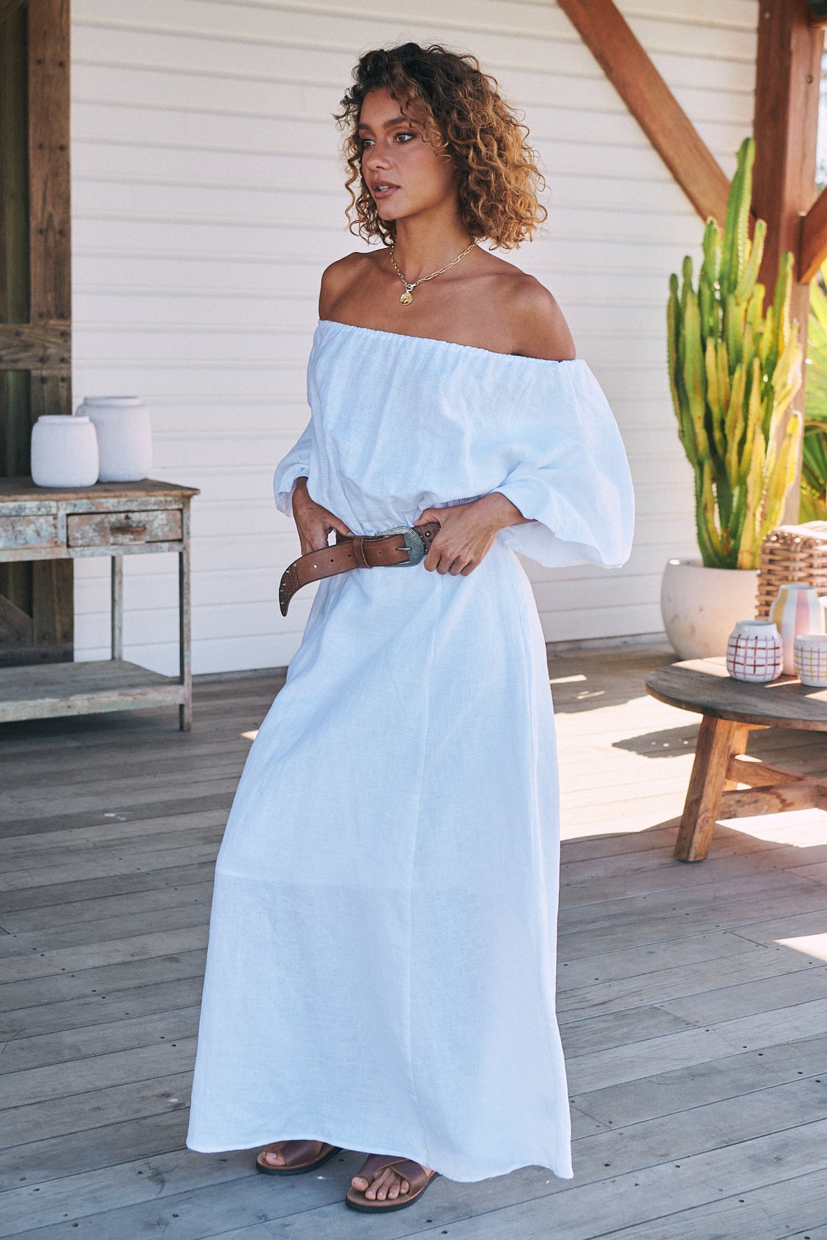  JAASE | HALLIE LINEN MAXI DRESS WHITE | Bohemian Love Runway