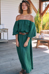 JAASE | HALLIE LINEN MAXI DRESS EMERALD | Bohemian Love Runway
