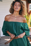 JAASE | HALLIE LINEN MAXI DRESS EMERALD | Bohemian Love Runway