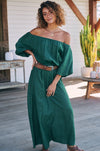 JAASE | HALLIE LINEN MAXI DRESS EMERALD | Bohemian Love Runway