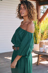 JAASE | HALLIE LINEN MAXI DRESS EMERALD | Bohemian Love Runway